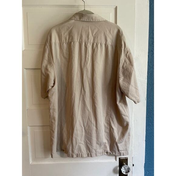 AXIST Size‎ XL Silk blend Short Sleeve Button Front Shirt Tan - Picture 3 of 4